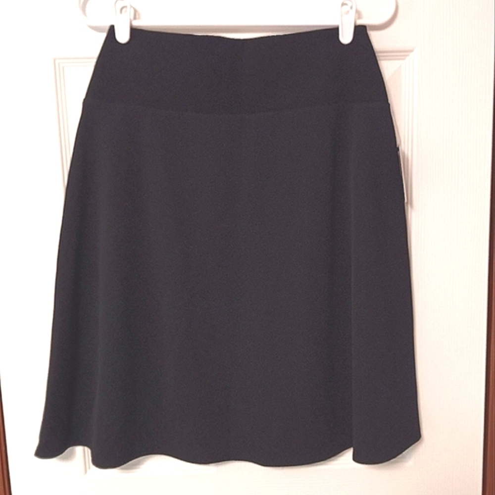 Apt. 9 Classic Black Ribbed Knit A-line Pull-on Tummy Control Above Knee Skirt S